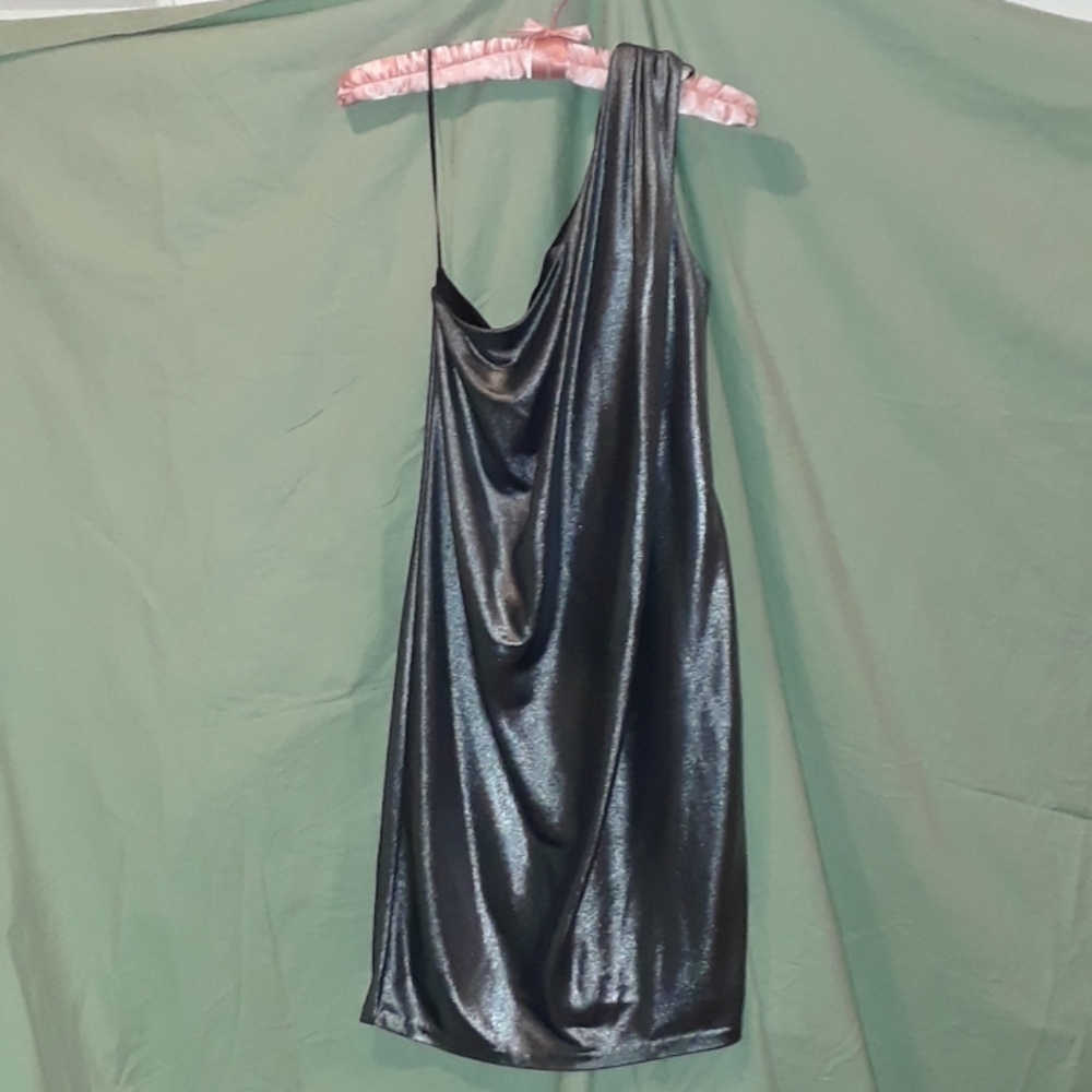 Vince Camuto Metallic One Shoulder Party Dress